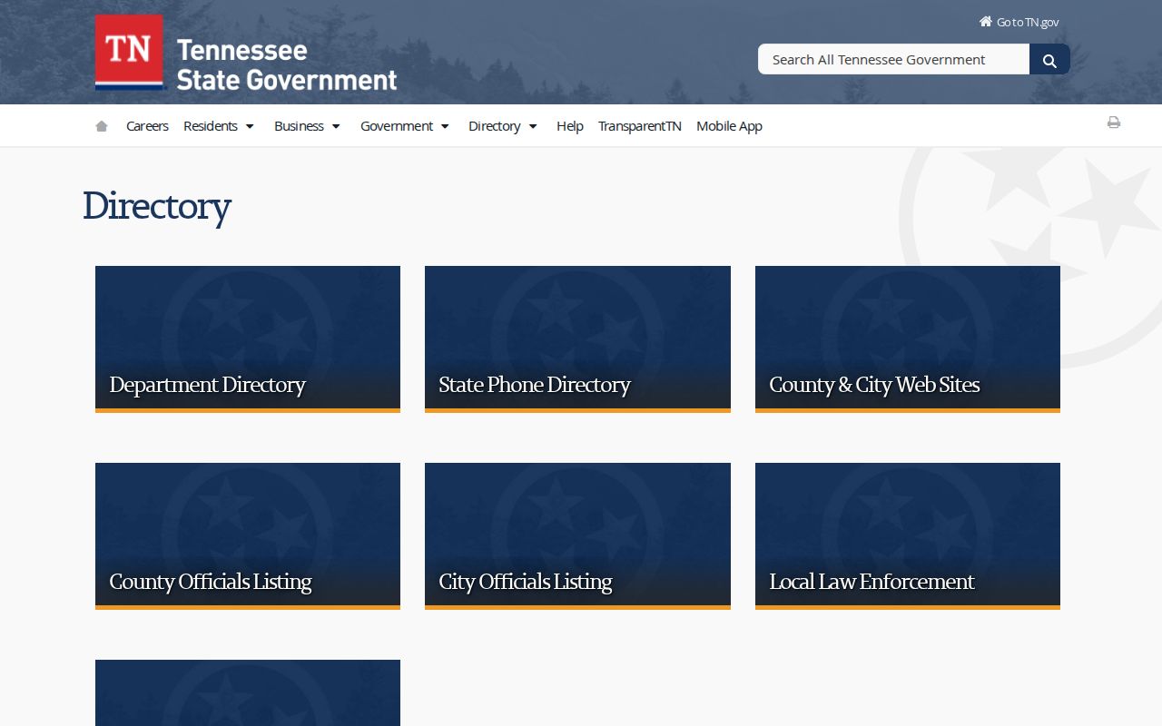 Memphis people directories Tennessee government directory gateway