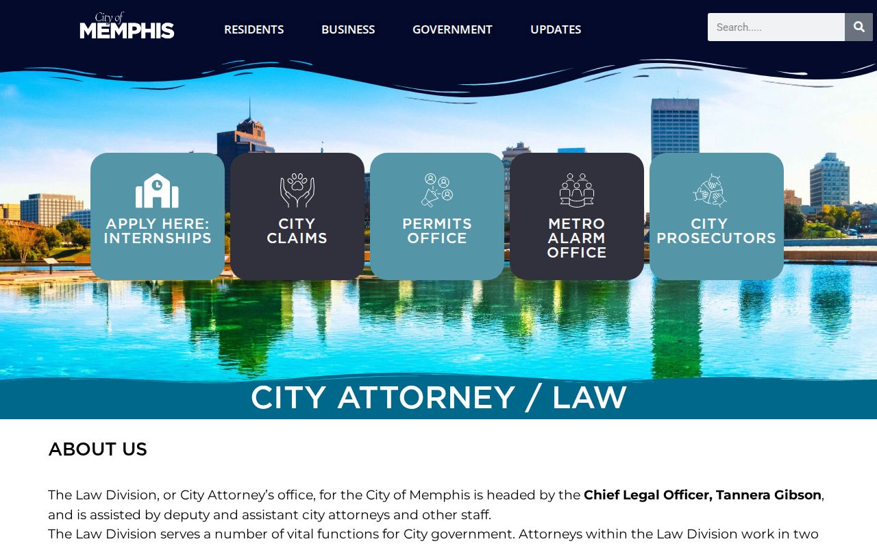 Memphis public records request link on the city Law Division page